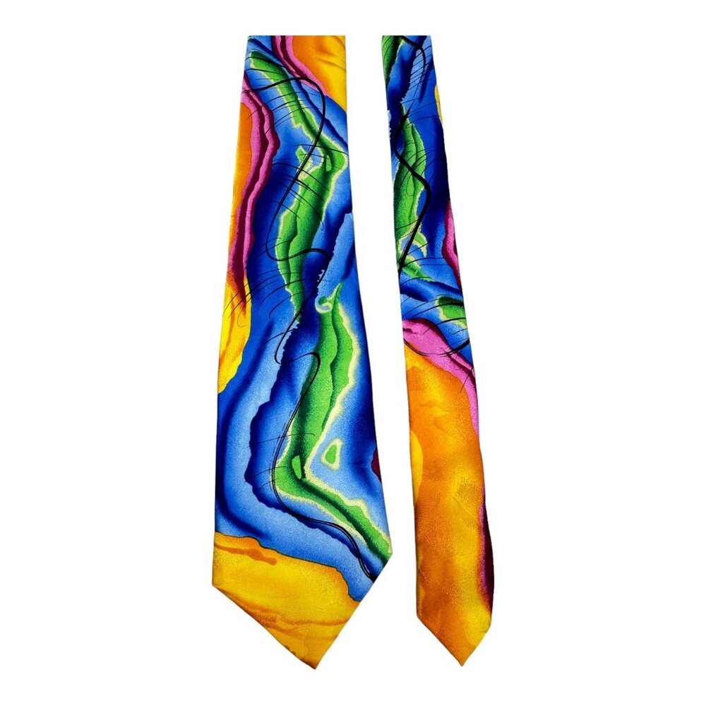 J. García 100% Silk Collection 60 Men's Tie Liquid Torso Multicolor 3.5" Width